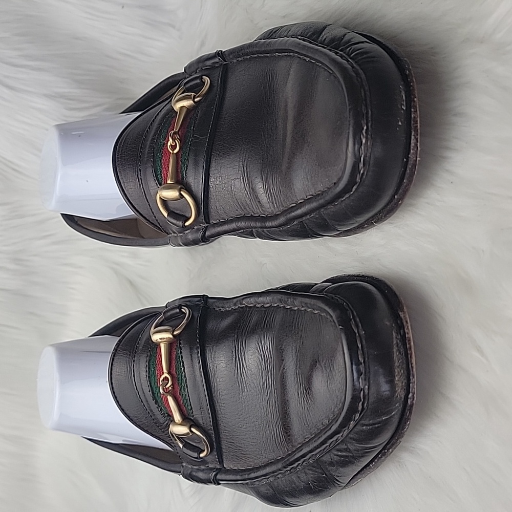 GUCCI VTG Brown Leather Horse Bit Classic Preppy Old Money Slip On Loafers 45.5B - Picture 3 of 16